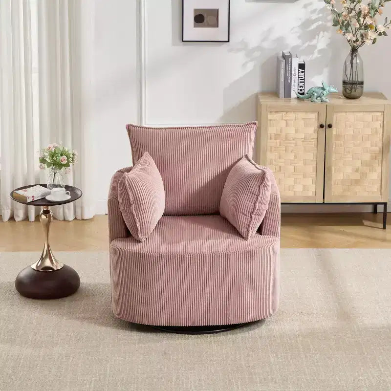 GDFStudio Roxane Modern Upholstered Swivel Chair with Pillows
