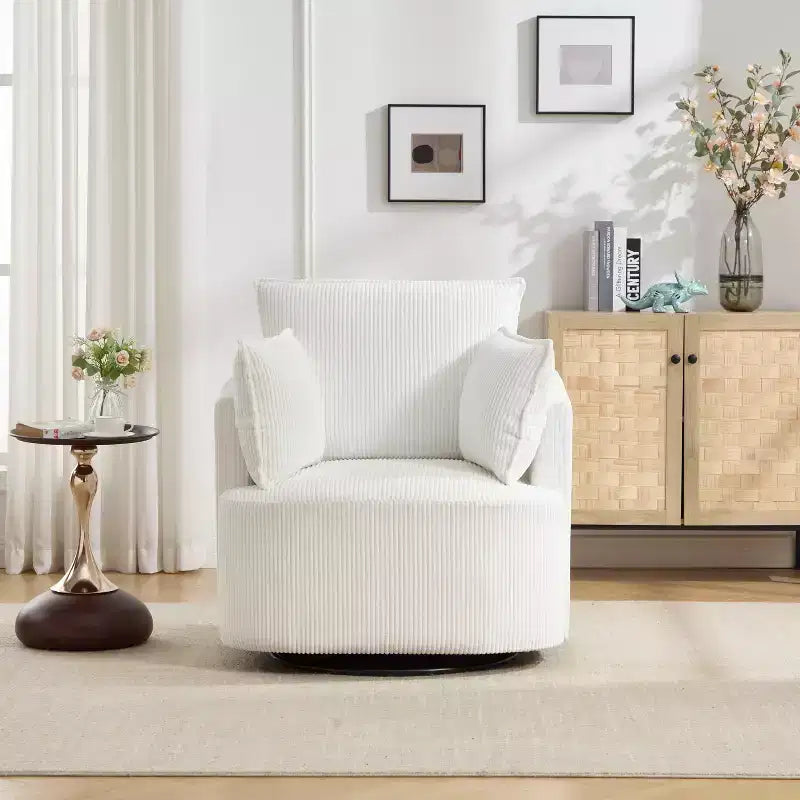 GDFStudio Roxane Modern Upholstered Swivel Chair with Pillows