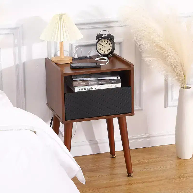 Modern Nightstand,Wooden Side Table, Small End Table Side Table, Drawers Storage Space for Bedroom Living Room Office