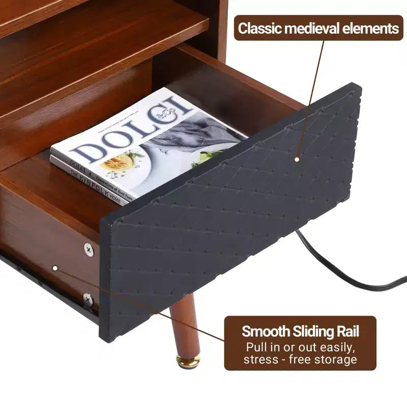 Modern Nightstand,Wooden Side Table, Small End Table Side Table, Drawers Storage Space for Bedroom Living Room Office