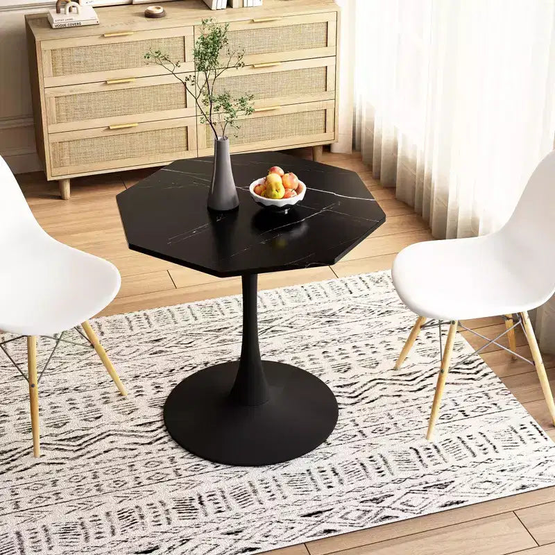 TROPOW 31.50 Modern Octagonal Coffee Table, Mid-Century Style Tulip Dining Table, Marble Coffee Tables for Reception Room , Easy to Clean