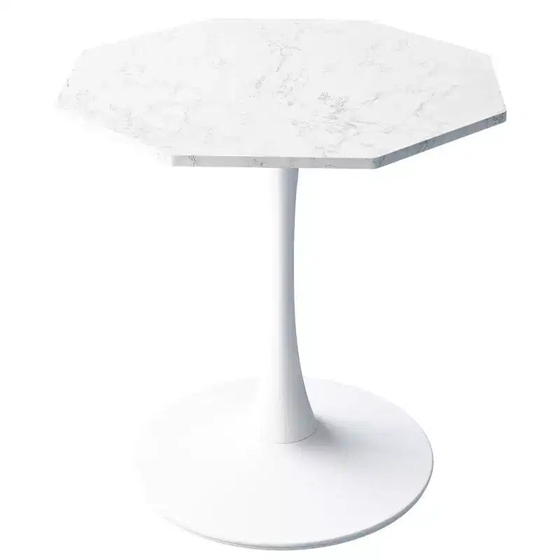TROPOW 31.50 Modern Octagonal Coffee Table, Mid-Century Style Tulip Dining Table, Marble Coffee Tables for Reception Room , Easy to Clean