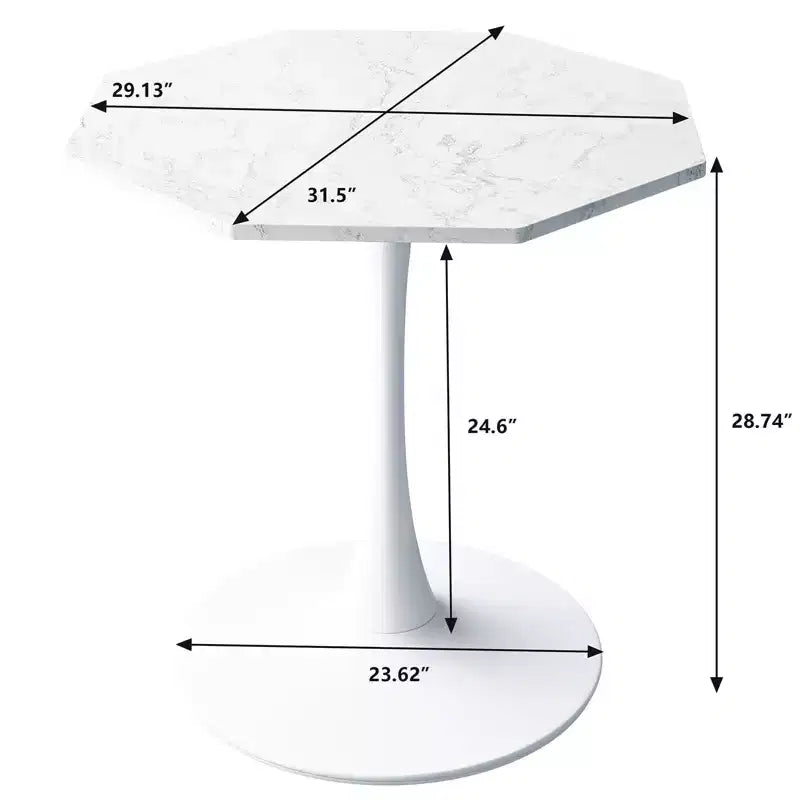TROPOW 31.50 Modern Octagonal Coffee Table, Mid-Century Style Tulip Dining Table, Marble Coffee Tables for Reception Room , Easy to Clean
