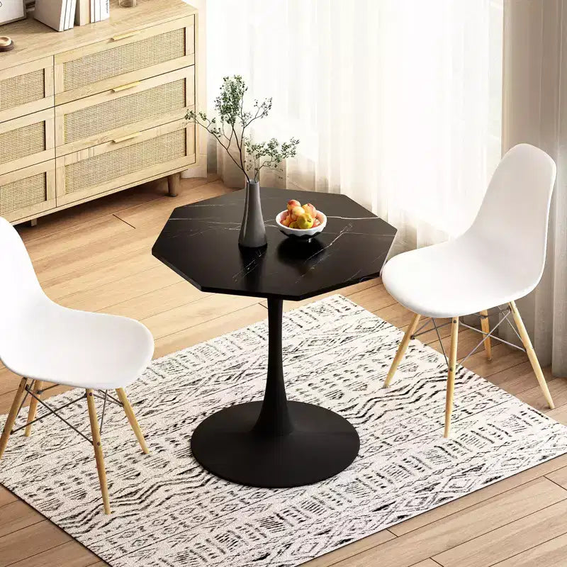 TROPOW 31.50 Modern Octagonal Coffee Table, Mid-Century Style Tulip Dining Table, Marble Coffee Tables for Reception Room , Easy to Clean