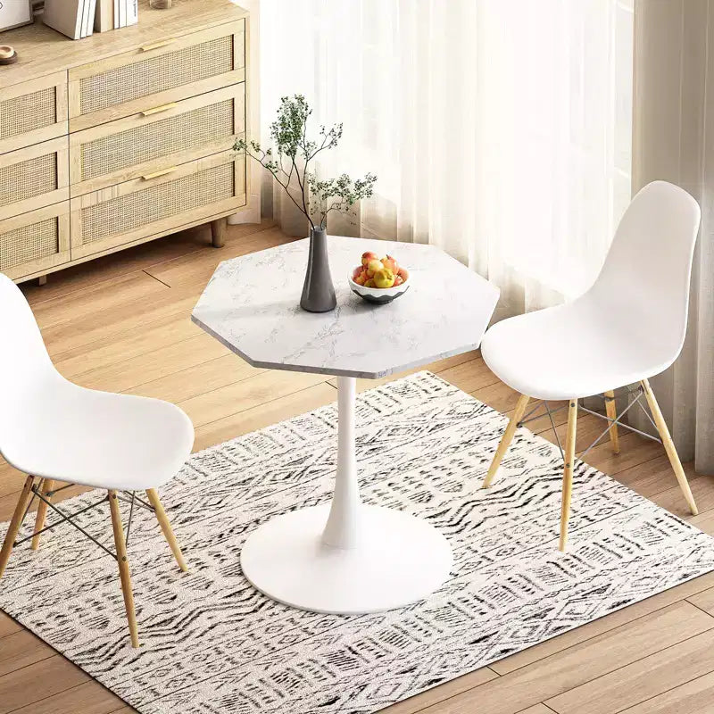 TROPOW 31.50 Modern Octagonal Coffee Table, Mid-Century Style Tulip Dining Table, Marble Coffee Tables for Reception Room , Easy to Clean