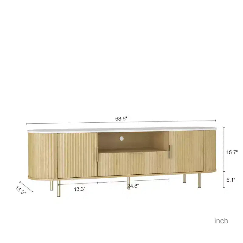 GDFStudio Caden 68.5'' Farmhouse TV Console with 16 Color LEDs, 1 Drawer and 2 Storage Compartments