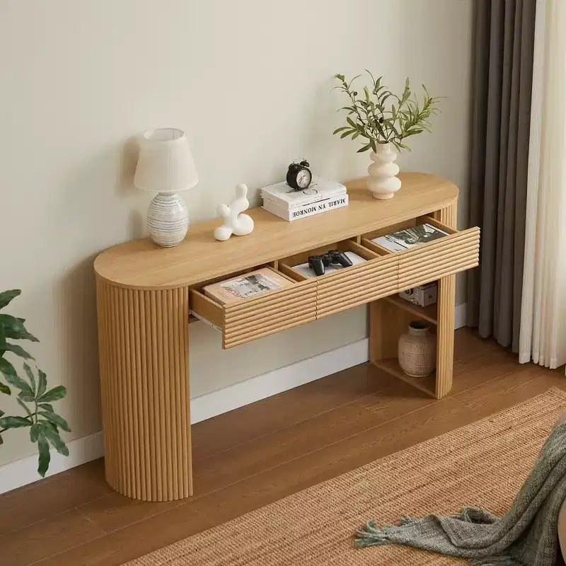 Christopher Knight Home Sorin Retro Curved Console Table with 3 Drawers