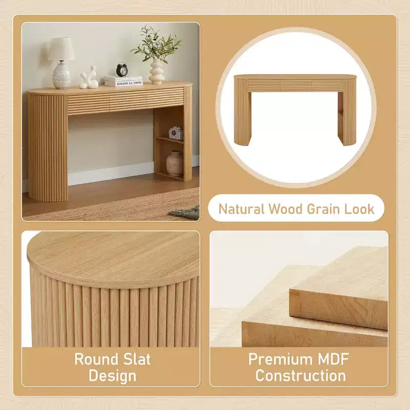 Christopher Knight Home Sorin Retro Curved Console Table with 3 Drawers
