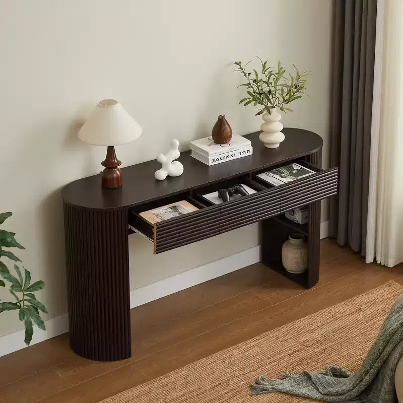 Christopher Knight Home Sorin Retro Curved Console Table with 3 Drawers