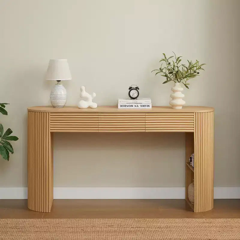 Christopher Knight Home Sorin Retro Curved Console Table with 3 Drawers