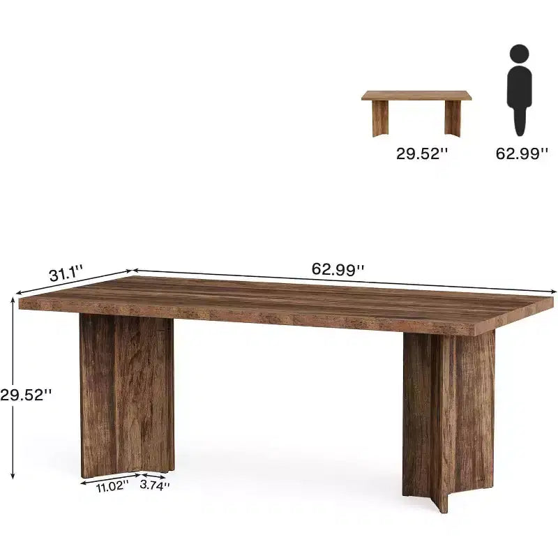 Okak Vintage Wood Large Executive Desk Rectangle Dining Table,Long Modern Kitchen Dinner Table for Dining Room,Breakfast Nook
