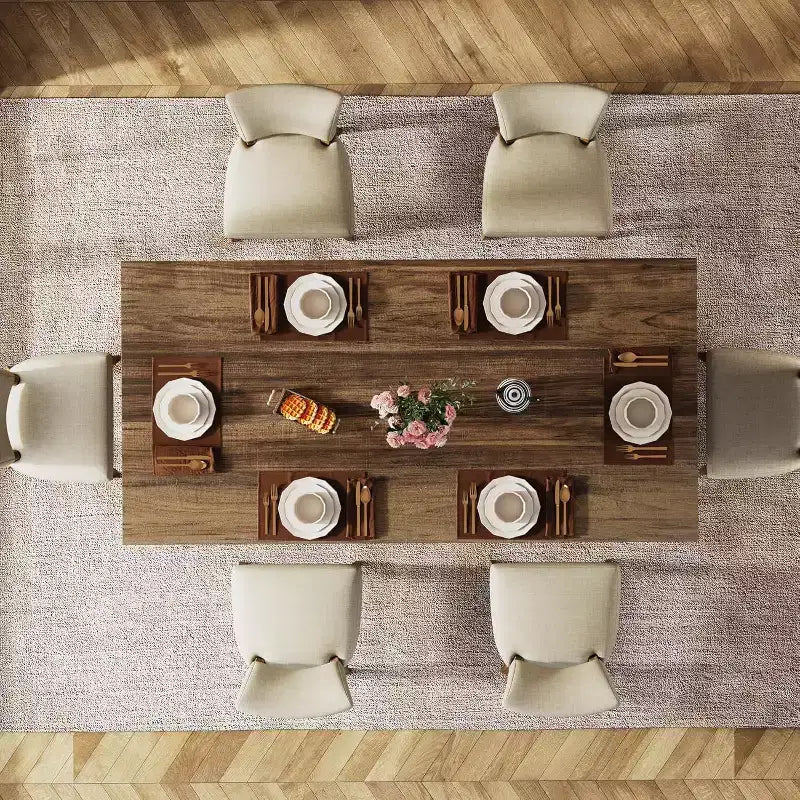 Okak Vintage Wood Large Executive Desk Rectangle Dining Table,Long Modern Kitchen Dinner Table for Dining Room,Breakfast Nook