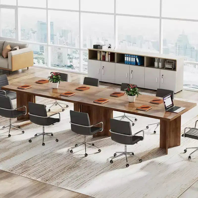 Okak Vintage Wood Large Executive Desk Rectangle Dining Table,Long Modern Kitchen Dinner Table for Dining Room,Breakfast Nook