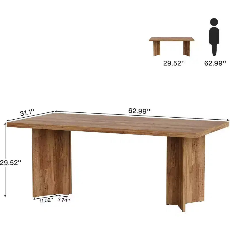 Okak Vintage Wood Large Executive Desk Rectangle Dining Table,Long Modern Kitchen Dinner Table for Dining Room,Breakfast Nook
