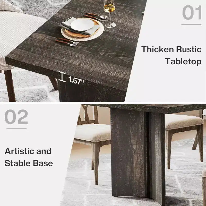 Okak Vintage Wood Large Executive Desk Rectangle Dining Table,Long Modern Kitchen Dinner Table for Dining Room,Breakfast Nook
