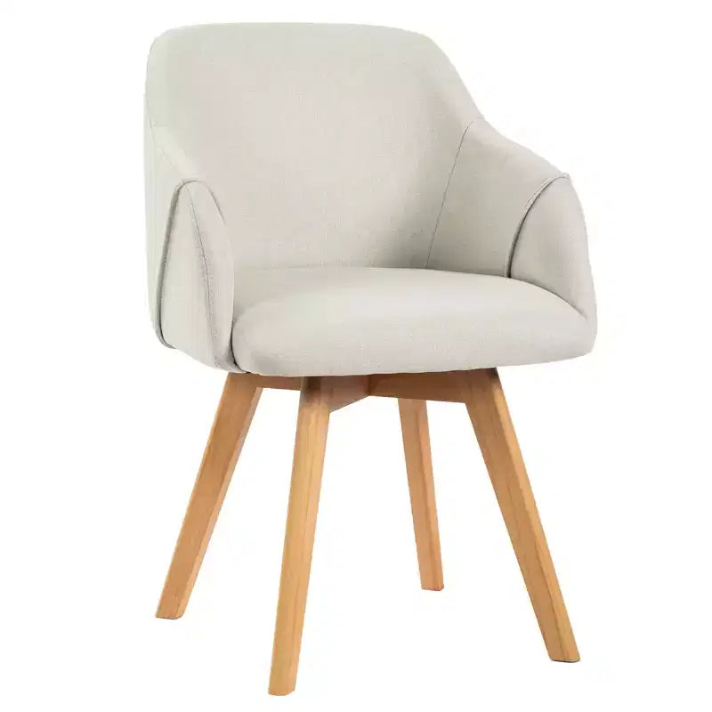 Bekrvio Swivel Dining Chairs Set of 2/4 with Arms,Modern Linen Upholstered Accent Arm Chairs with Wide Padded Seat & Solid Wood Legs