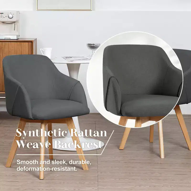 Bekrvio Swivel Dining Chairs Set of 2/4 with Arms,Modern Linen Upholstered Accent Arm Chairs with Wide Padded Seat & Solid Wood Legs