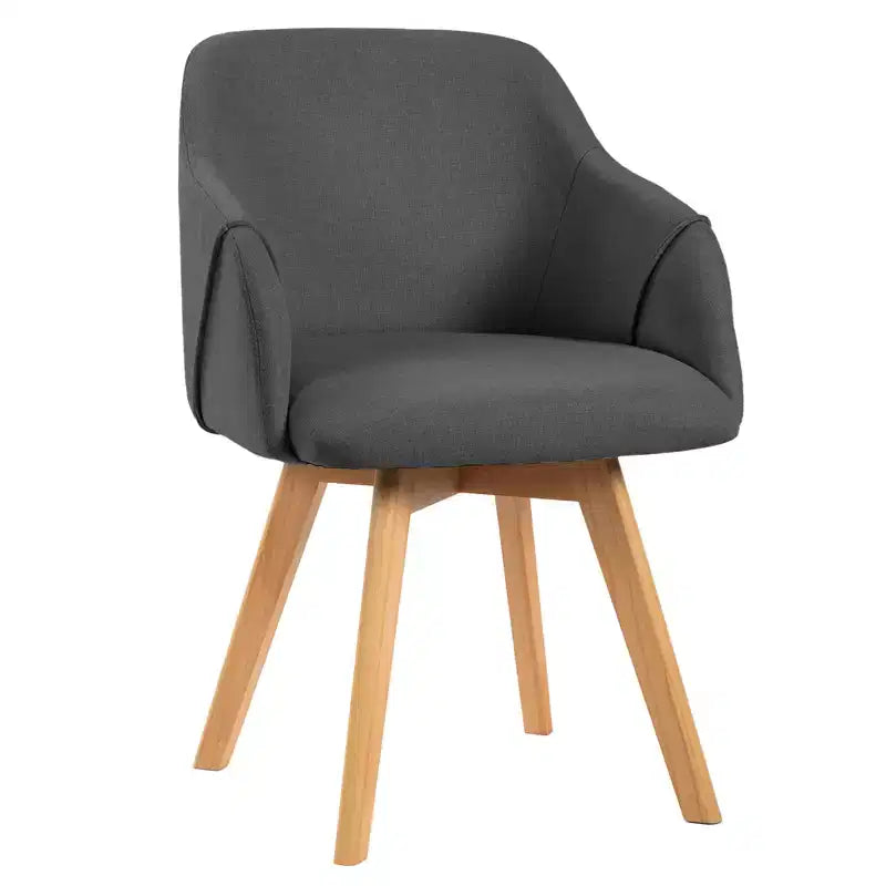 Bekrvio Swivel Dining Chairs Set of 2/4 with Arms,Modern Linen Upholstered Accent Arm Chairs with Wide Padded Seat & Solid Wood Legs