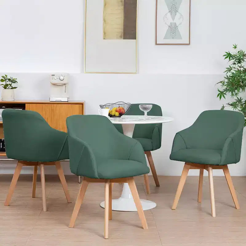 Bekrvio Swivel Dining Chairs Set of 2/4 with Arms,Modern Linen Upholstered Accent Arm Chairs with Wide Padded Seat & Solid Wood Legs