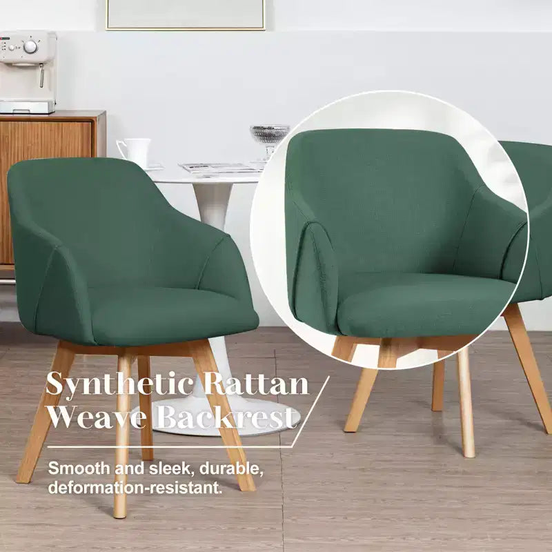 Bekrvio Swivel Dining Chairs Set of 2/4 with Arms,Modern Linen Upholstered Accent Arm Chairs with Wide Padded Seat & Solid Wood Legs