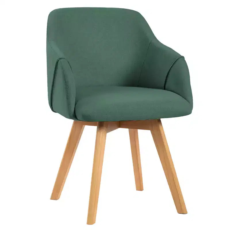 Bekrvio Swivel Dining Chairs Set of 2/4 with Arms,Modern Linen Upholstered Accent Arm Chairs with Wide Padded Seat & Solid Wood Legs