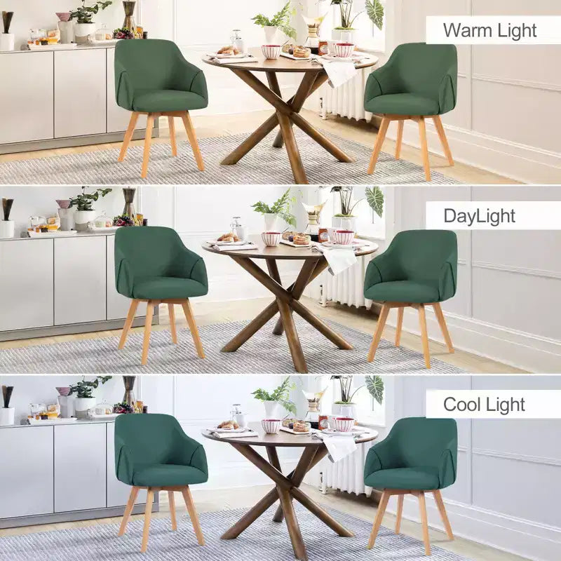 Bekrvio Swivel Dining Chairs Set of 2/4 with Arms,Modern Linen Upholstered Accent Arm Chairs with Wide Padded Seat & Solid Wood Legs