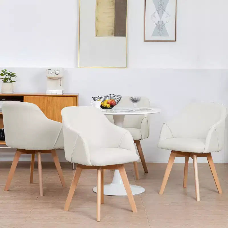 Bekrvio Swivel Dining Chairs Set of 2/4 with Arms,Modern Linen Upholstered Accent Arm Chairs with Wide Padded Seat & Solid Wood Legs