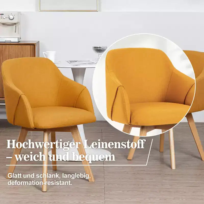 Bekrvio Swivel Dining Chairs Set of 2/4 with Arms,Modern Linen Upholstered Accent Arm Chairs with Wide Padded Seat & Solid Wood Legs