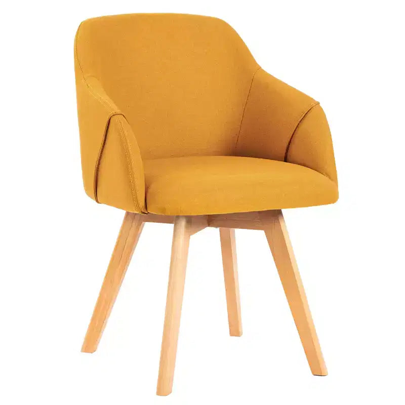 Bekrvio Swivel Dining Chairs Set of 2/4 with Arms,Modern Linen Upholstered Accent Arm Chairs with Wide Padded Seat & Solid Wood Legs