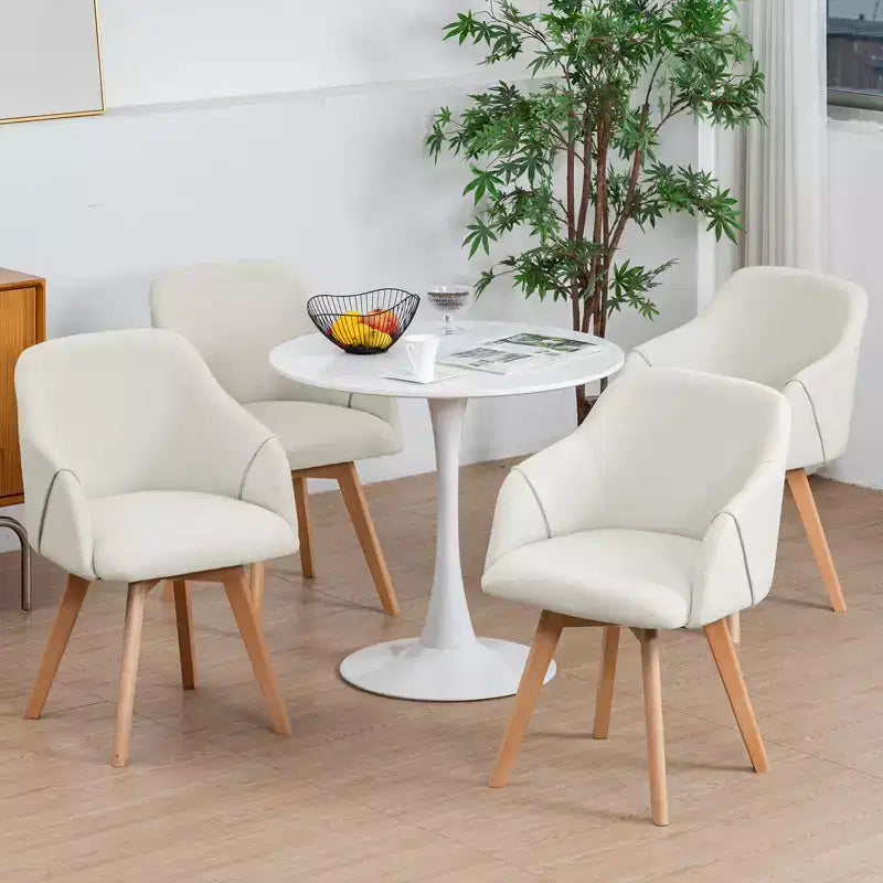 Bekrvio Swivel Dining Chairs Set of 2/4 with Arms,Modern Linen Upholstered Accent Arm Chairs with Wide Padded Seat & Solid Wood Legs