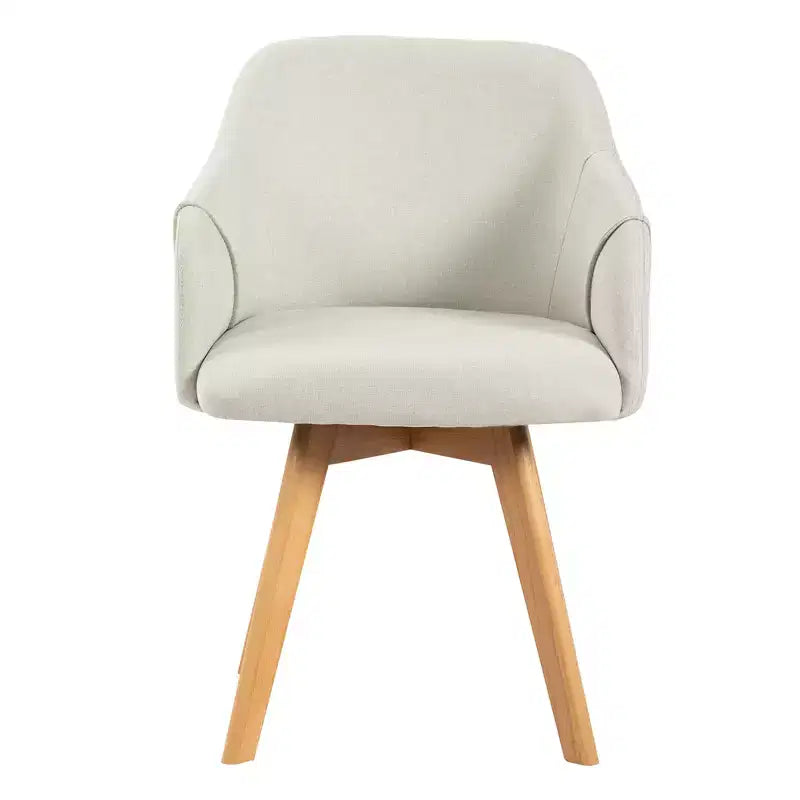 Bekrvio Swivel Dining Chairs Set of 2/4 with Arms,Modern Linen Upholstered Accent Arm Chairs with Wide Padded Seat & Solid Wood Legs