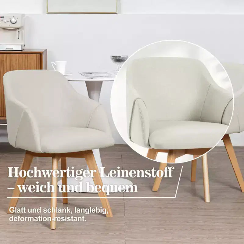 Bekrvio Swivel Dining Chairs Set of 2/4 with Arms,Modern Linen Upholstered Accent Arm Chairs with Wide Padded Seat & Solid Wood Legs