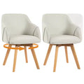 Bekrvio Swivel Dining Chairs Set of 2/4 with Arms,Modern Linen Upholstered Accent Arm Chairs with Wide Padded Seat & Solid Wood Legs