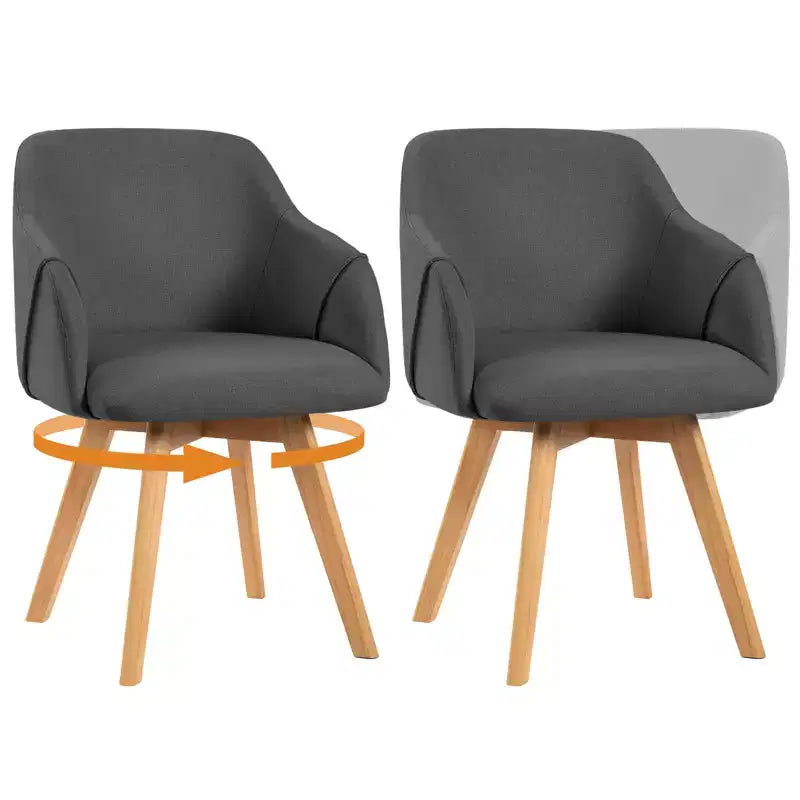 Bekrvio Swivel Dining Chairs Set of 2/4 with Arms,Modern Linen Upholstered Accent Arm Chairs with Wide Padded Seat & Solid Wood Legs