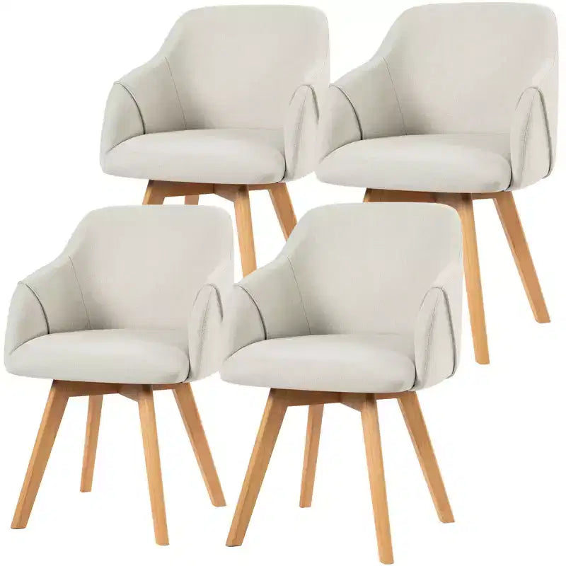 Bekrvio Swivel Dining Chairs Set of 2/4 with Arms,Modern Linen Upholstered Accent Arm Chairs with Wide Padded Seat & Solid Wood Legs