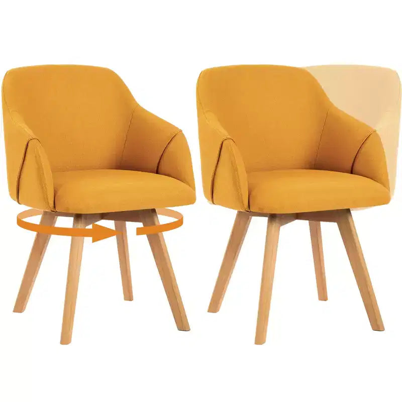 Bekrvio Swivel Dining Chairs Set of 2/4 with Arms,Modern Linen Upholstered Accent Arm Chairs with Wide Padded Seat & Solid Wood Legs