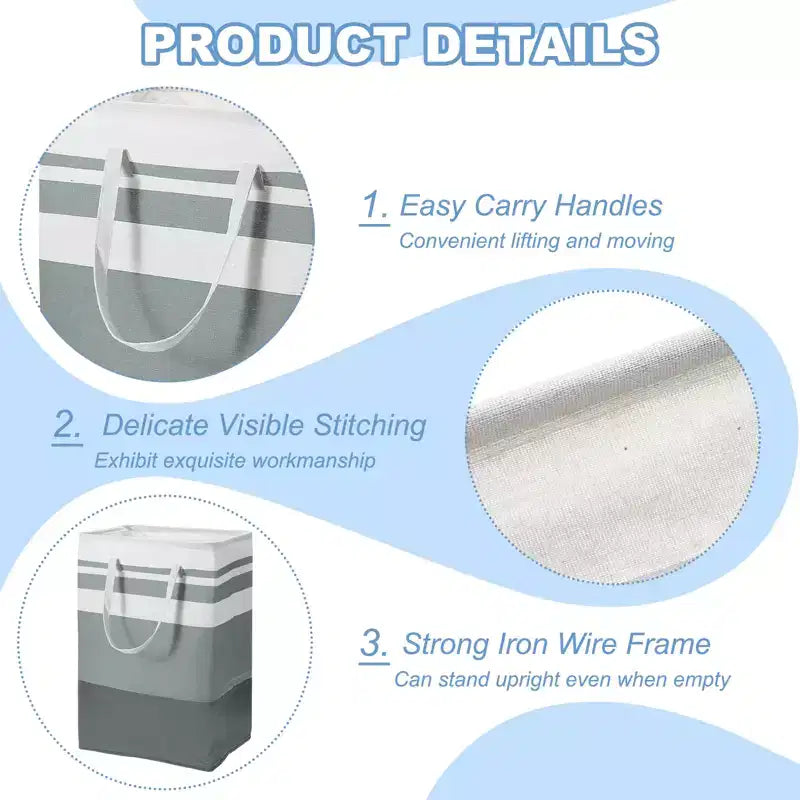 Unique Bargains Large Foldable Waterproof Storage Easy Carry Handles Laundry Basket 2 Pcs