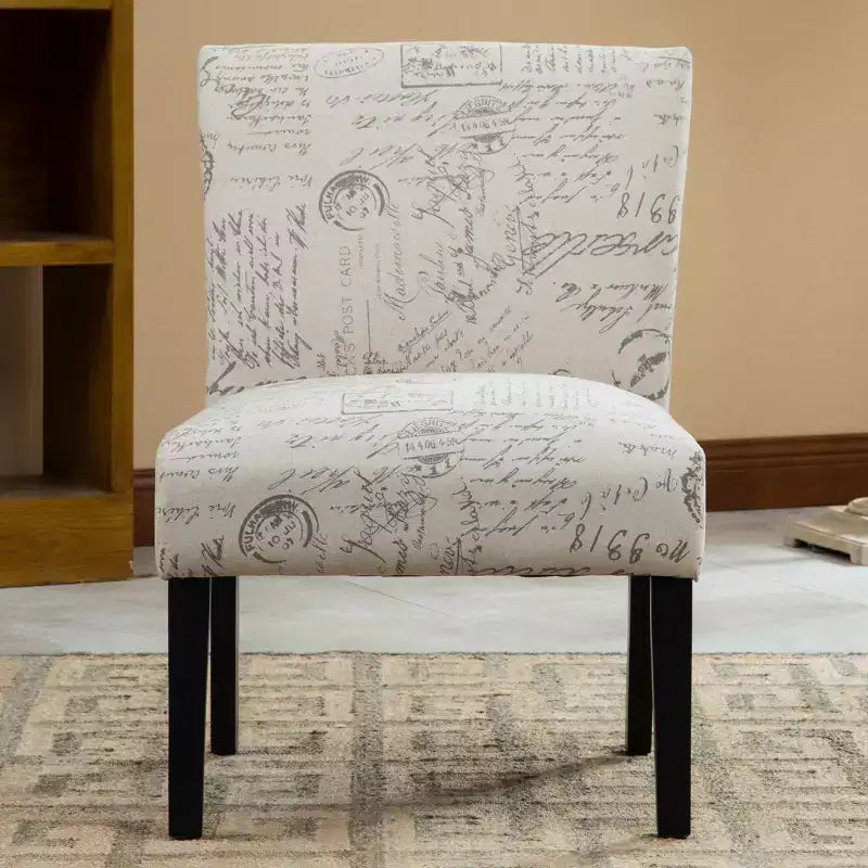 GDFStudio Bott English Letter Print Fabric Armless Contemporary Accent Chair