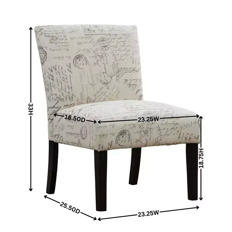 GDFStudio Bott English Letter Print Fabric Armless Contemporary Accent Chair