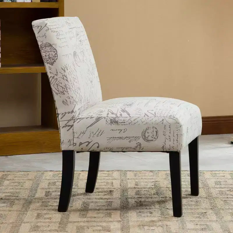 GDFStudio Bott English Letter Print Fabric Armless Contemporary Accent Chair