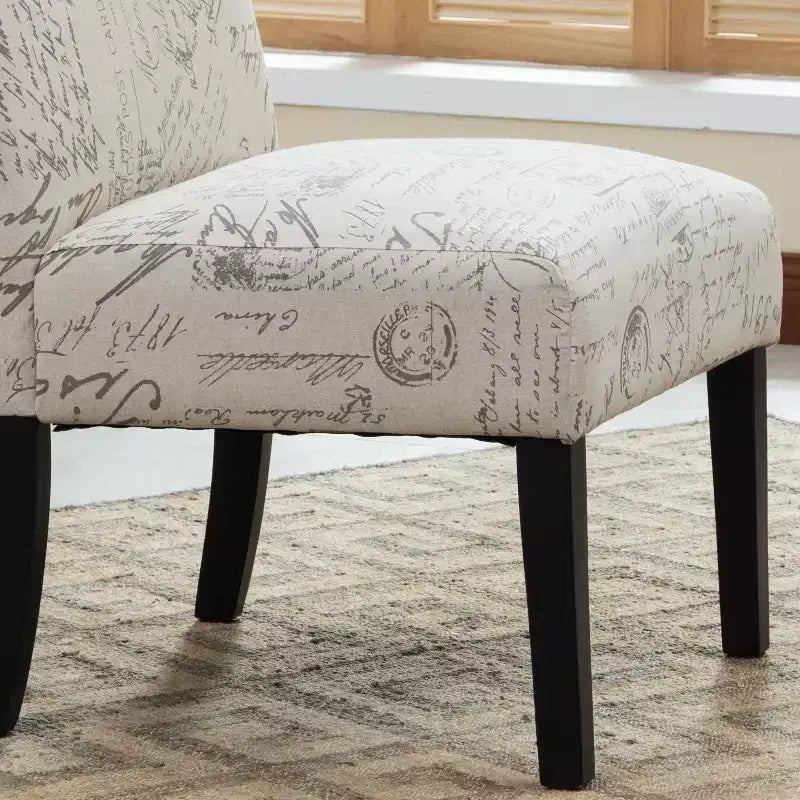 GDFStudio Bott English Letter Print Fabric Armless Contemporary Accent Chair