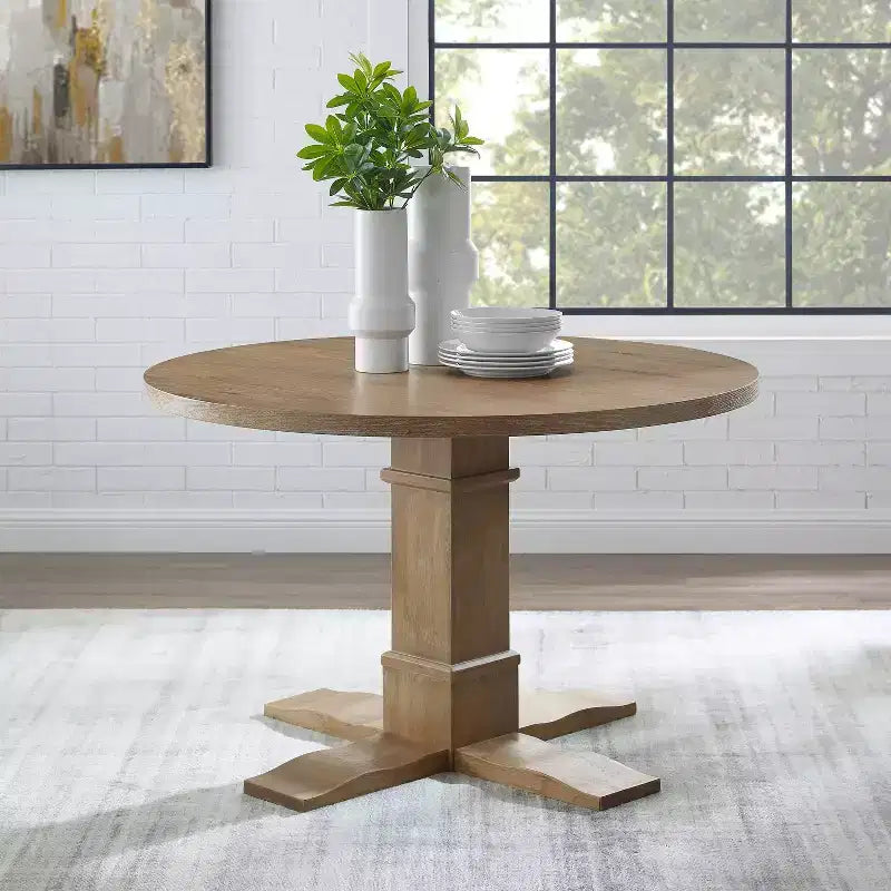 Joanna Round Dining Table Rustic Brown - Crosley