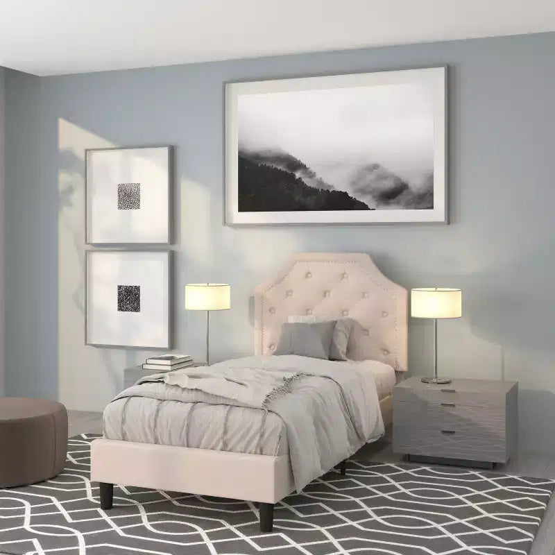 Flash Furniture Brighton Arched Tufted Upholstered Platform Bed