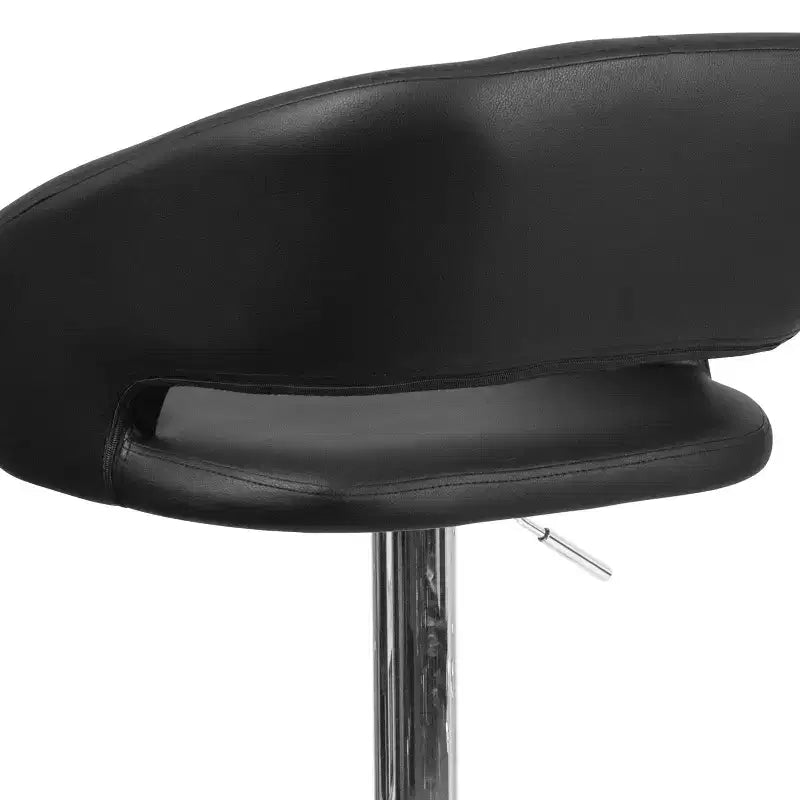 Emma and Oliver Shae Contemporary Upholstered Adjustable Height Barstool with Rounded, Cutout Mid-Back and Pedestal Base