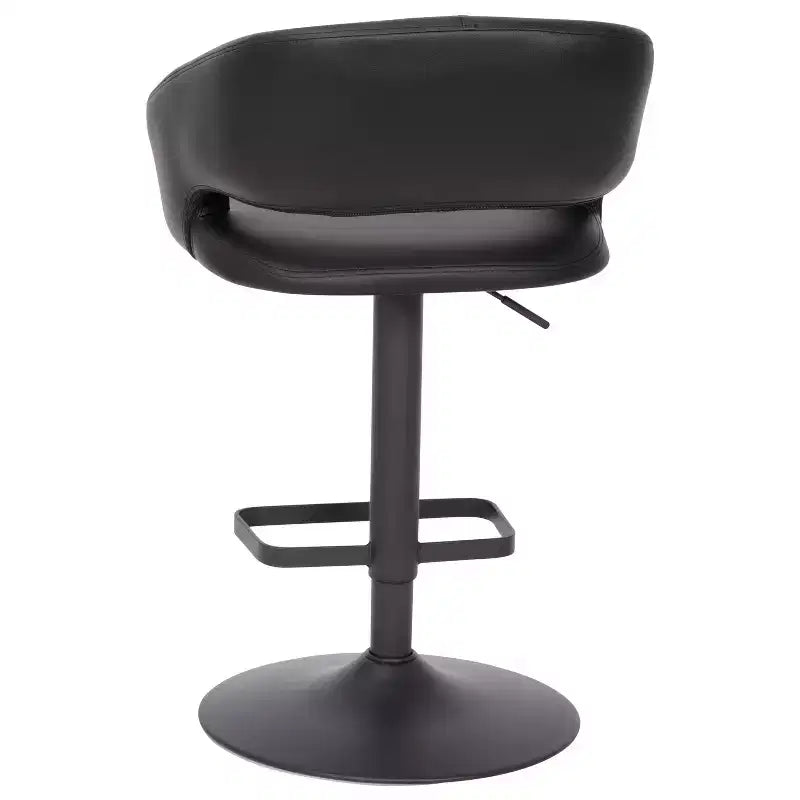Emma and Oliver Shae Contemporary Upholstered Adjustable Height Barstool with Rounded, Cutout Mid-Back and Pedestal Base