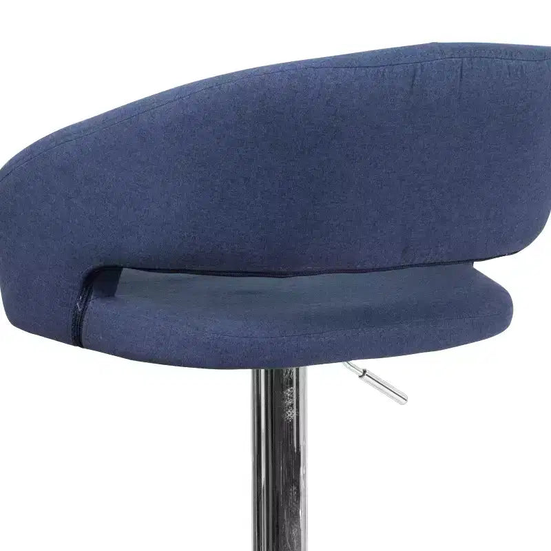 Emma and Oliver Shae Contemporary Upholstered Adjustable Height Barstool with Rounded, Cutout Mid-Back and Pedestal Base