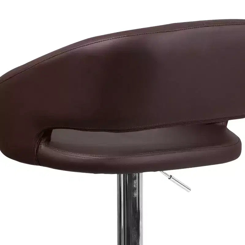 Emma and Oliver Shae Contemporary Upholstered Adjustable Height Barstool with Rounded, Cutout Mid-Back and Pedestal Base