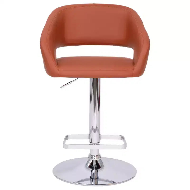 Emma and Oliver Shae Contemporary Upholstered Adjustable Height Barstool with Rounded, Cutout Mid-Back and Pedestal Base